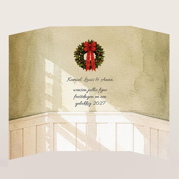 unieke kerstkaart met feestelijke voordeur en theatervouw TA1188-2600120-03 2