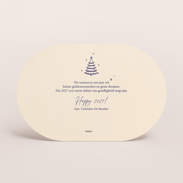ovale kerstkaart met jaartal kerstboom en goudfolie TA1188-2600123-03 2