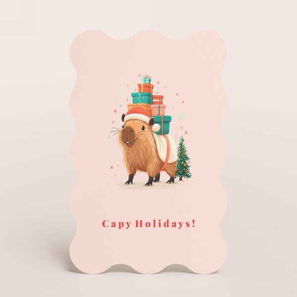 kerstkaart met golvende rand en capibara illustratie TA1188-2600130-03 1