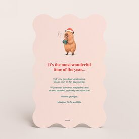 kerstkaart met golvende rand en capibara illustratie TA1188-2600130-03 2