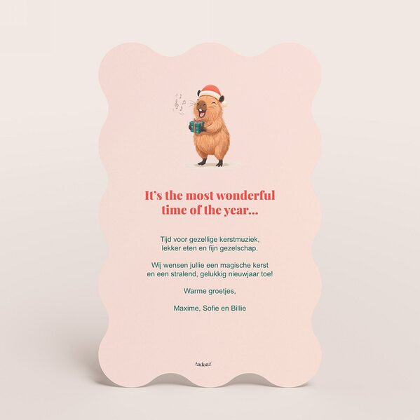 kerstkaart met golvende rand en capibara illustratie TA1188-2600130-03 2