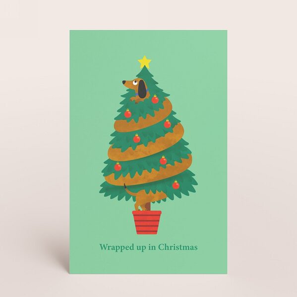 grappige kerstkaart met teckel in kerstboom TA1188-2600132-03 1