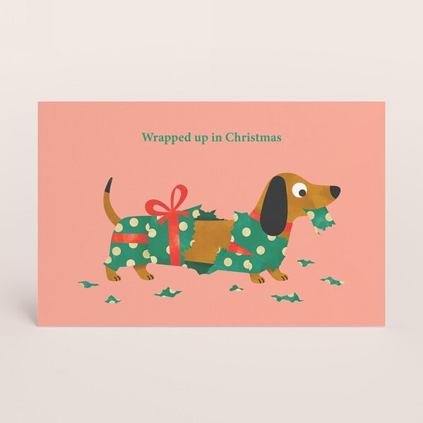 liggende kerstkaart met grappige teckel illustratie TA1188-2600134-03 1