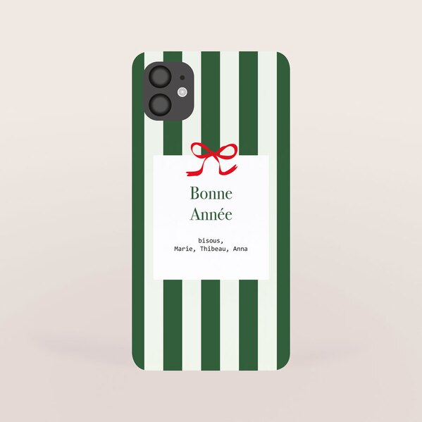 carte de voeux elegance rayee vert et blanc et joli noeud rouge TA1188-2600136-02 1