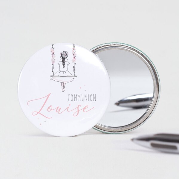 miroir de poche communion silhouette sur balancoire prenom TA1223-2000005-02 1