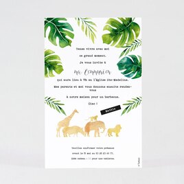 invitation communion feuilles tropicales et animaux de la savane TA1227-1900008-02 2