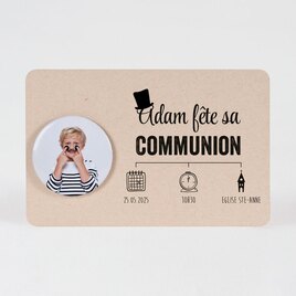 carte invitation communion kraft et badge photo TA1227-1900039-02 1