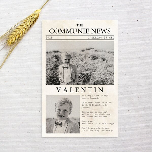 originele communie uitnodiging krant TA1227-2400027-03 1