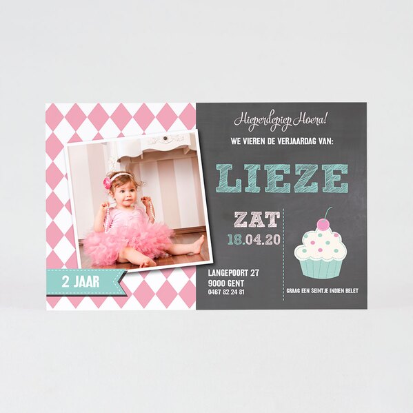 rechthoekige fotokaart met ruitjesmotief en cupcake TA1327-1500019-03 1