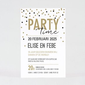 Uitnodiging Party Time met confetti