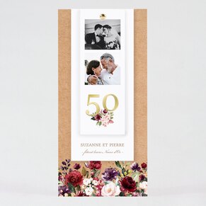 Invitation anniversaire de mariage photomaton fleuri