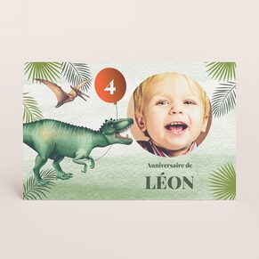 Carte d'invitation anniversaire enfant dinosaure T-rex