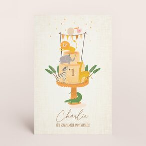 Carte d'invitation anniversaire enfant Animaux en fête