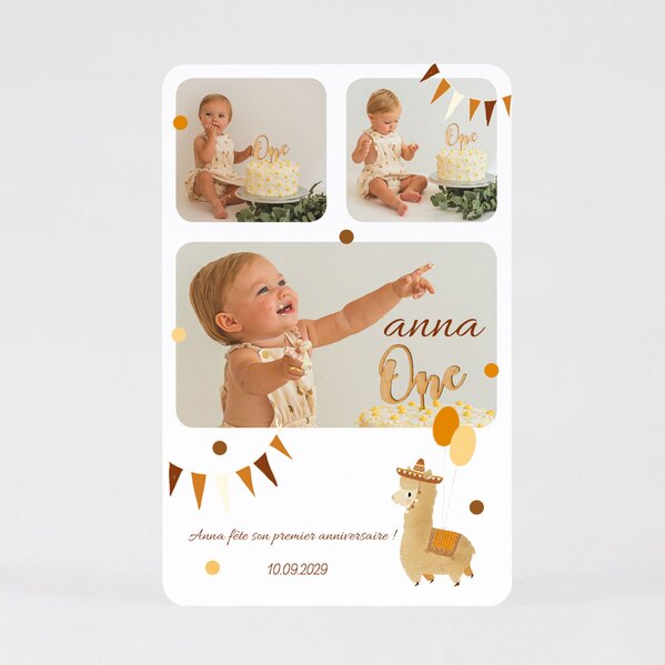 carte d invitation anniversaire enfant lama et confettis TA1327-2200013-02 1