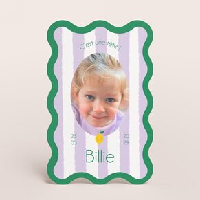 Carte d'invitation anniversaire lignée et bords ondulés