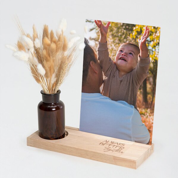 support photo en bois et fleurs sechees avec vase ambree TA14801-2200002-02 1