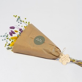 bouquet de fleurs sechees et son etiquette bois TA14921-2400004-02 2