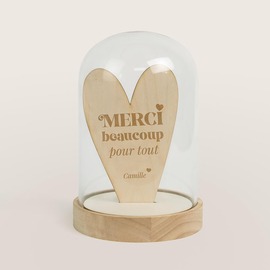 coeur en bois grave sur socle en bois dans sa cloche en verre TA14935-2600012-02 1