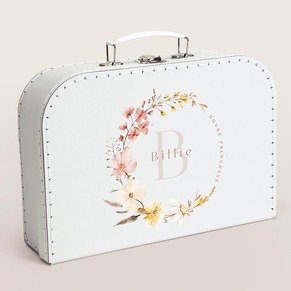 Valisette couronne fleurs printanières et initiale