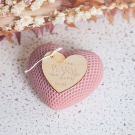hartvormige kaars blush pink met houten tekstlabel TA14971-2300011-03 2