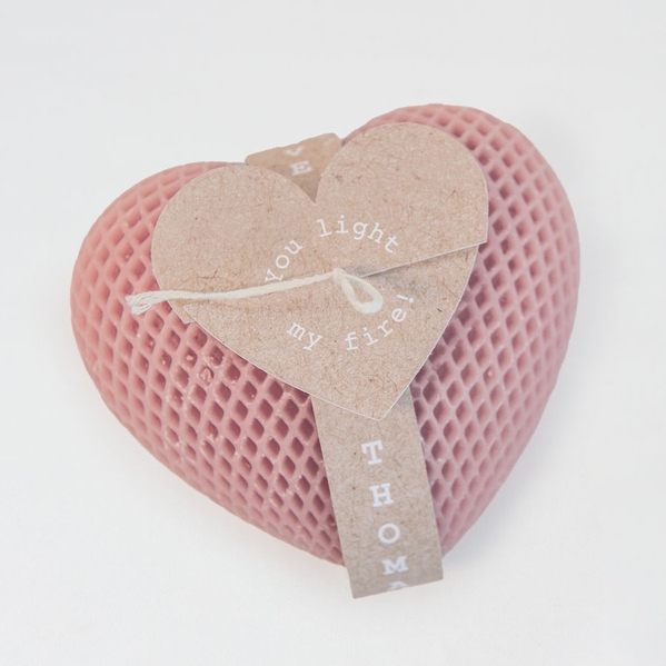 hartvormige kaars blush pink met gepersonaliseerde wikkel TA14971-2300014-03 1