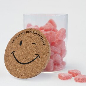 Grand pot en verre émoticone et bonbons coeur