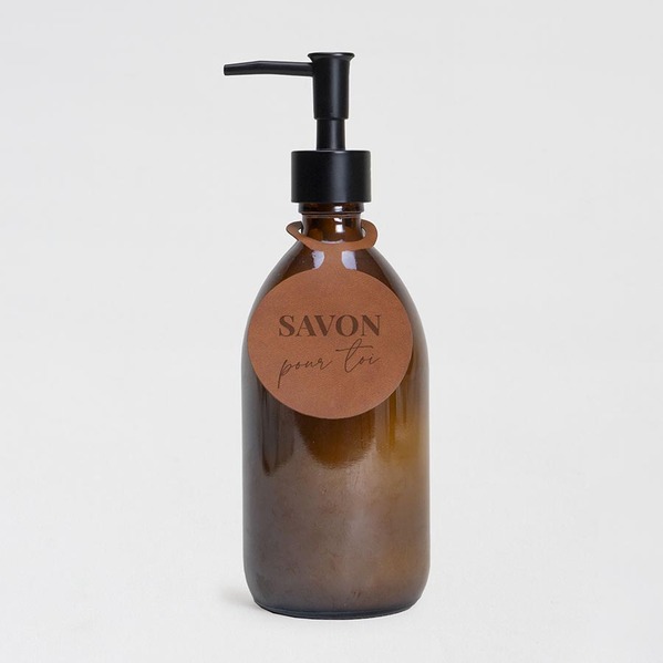 distributeur de savon avec etiquette ronde imitation cuir TA14989-2400004-02 1