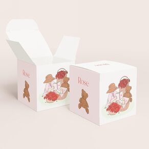 Boite à dragées baptême peluche et tons poudrés