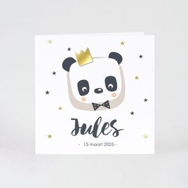 geboortekaartje panda met opplakmotiefje gouden kroon buromac 507008 TA507-008-03 1