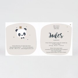 geboortekaartje panda met opplakmotiefje gouden kroon buromac 507008 TA507-008-03 2
