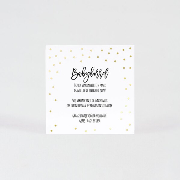witte babyborrel uitnodiging met gouden confetti TA577-305-03 1
