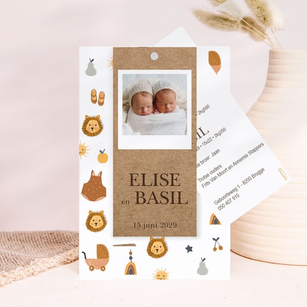 tweeling geboortekaartje babyspullen met fotolabel buromac 581030 TA581-030-03 1