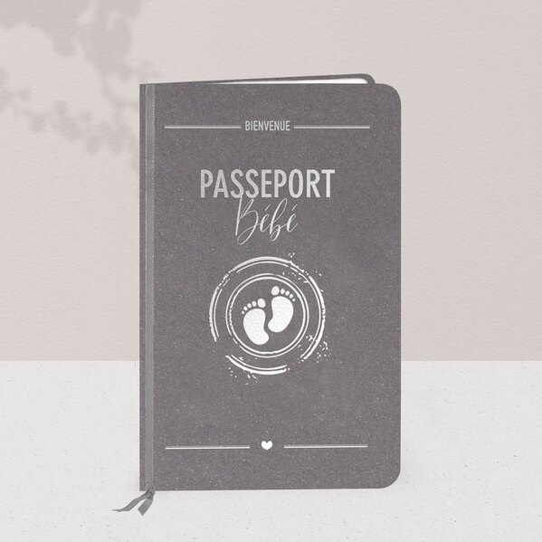 faire part naissance passeport gris et argenture TA581-125-02 1