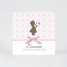 lief roze kaartje met silhouet meisje en strikje buromac 584092 TA584-092-03 1