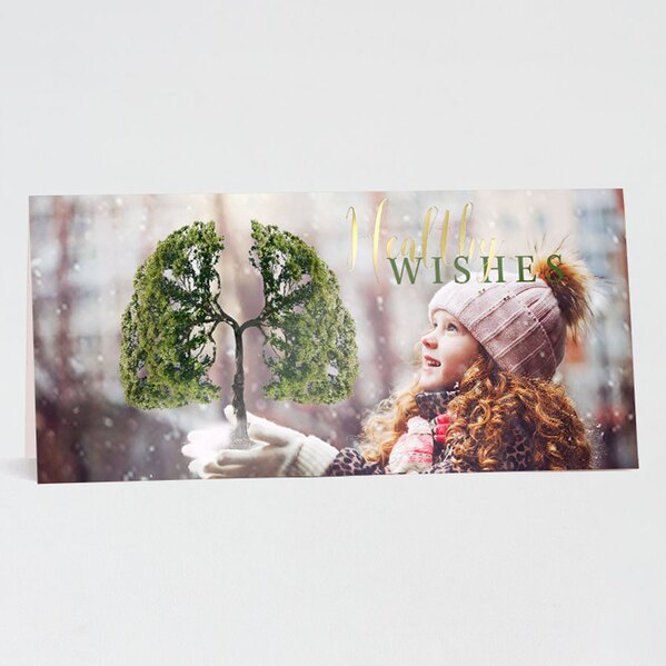 zakelijke kerstkaart met meisje en boom met goudfolie TA840-049-03 1