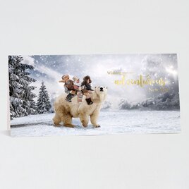 kerstkaart bedrijf met ijsbeer in sneeuwlandschap en goudfolie TA841-003-03 1