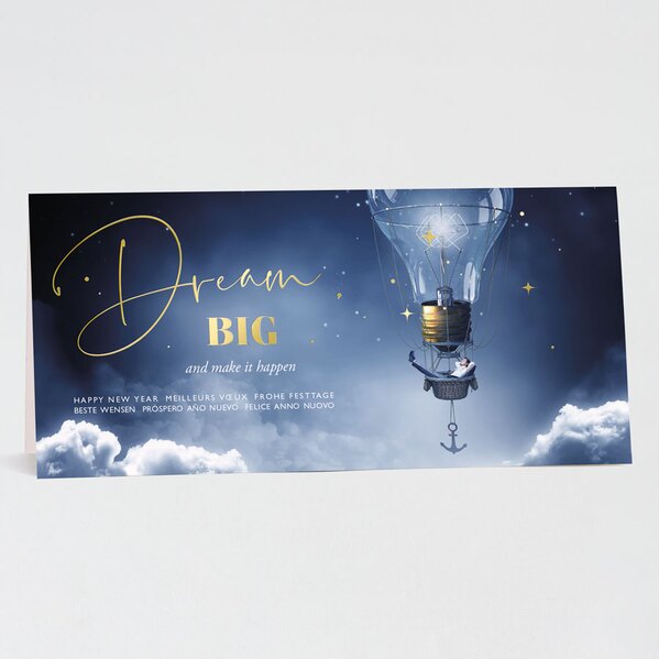 zakelijke kerstkaart dream big met luchtballon en goudfolie TA842-018-03 1