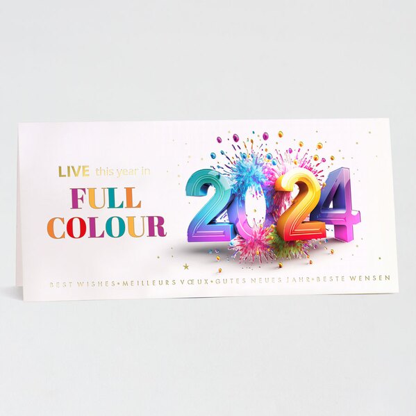 kleurrijke nieuwjaarskaart zakelijk met goudfolie en hoogglans TA843-040-03 1